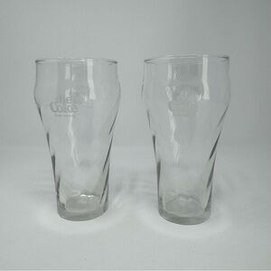 Vintage Diet Coke Coca Cola Clear Glass Soda Fountain Glasses set of 2